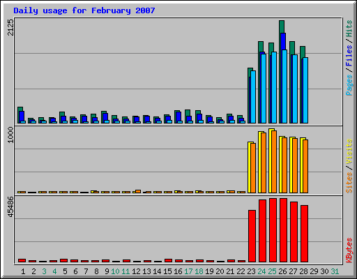 Daily usage for February 2007