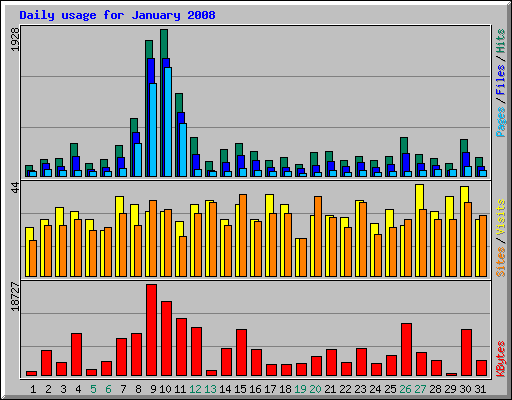 Daily usage for January 2008