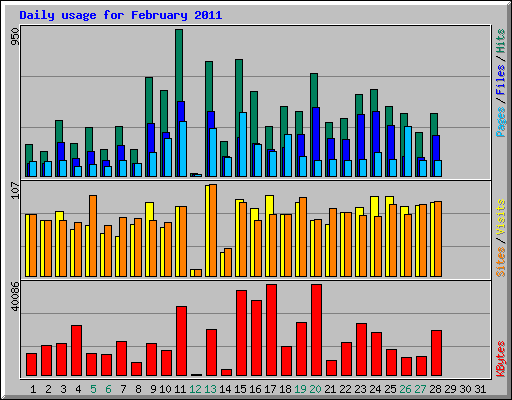 Daily usage for February 2011