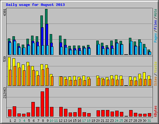 Daily usage for August 2013