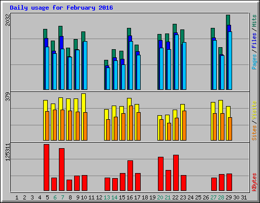 Daily usage for February 2016