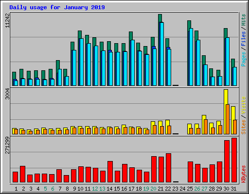 Daily usage for January 2019