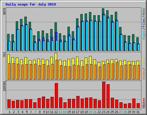 Daily usage for July 2019