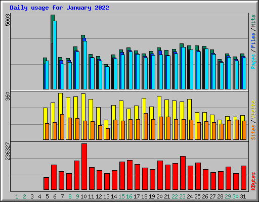 Daily usage for January 2022