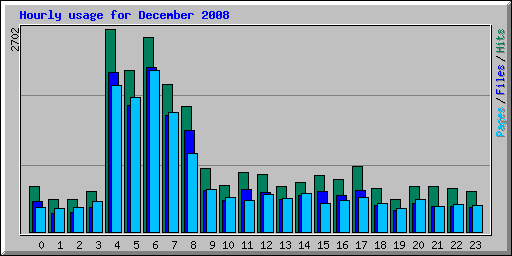 Hourly usage for December 2008