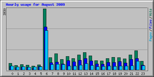 Hourly usage for August 2009