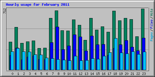 Hourly usage for February 2011