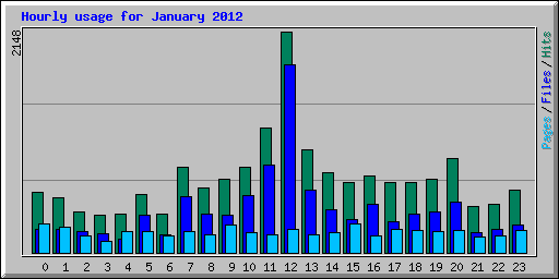 Hourly usage for January 2012