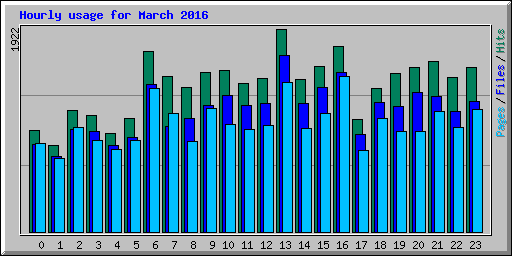 Hourly usage for March 2016