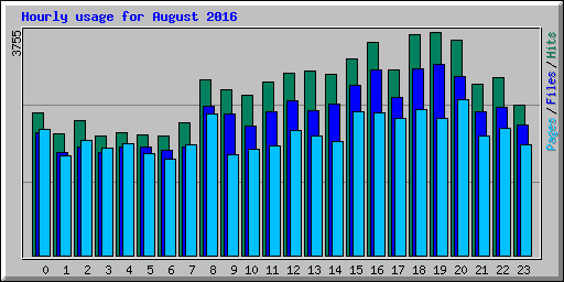 Hourly usage for August 2016