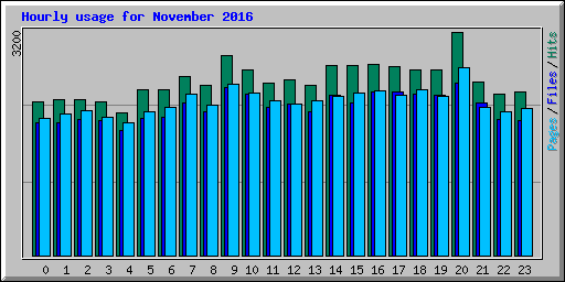 Hourly usage for November 2016